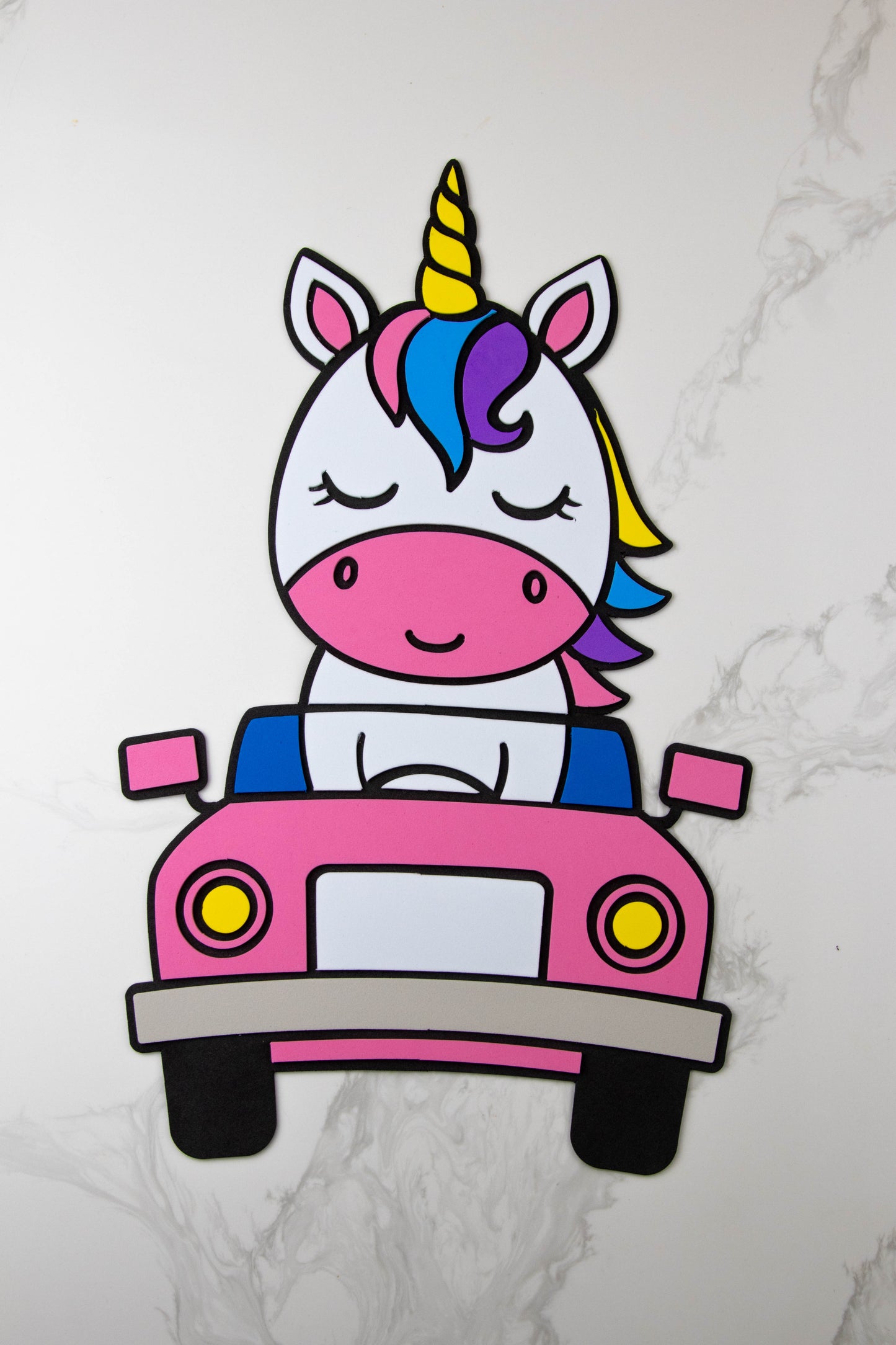 Unicorn in car